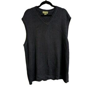 Eddie Bauer Sweater Vest Men’s Size XXL TALL Dark Blue V-Neck Preppy Church